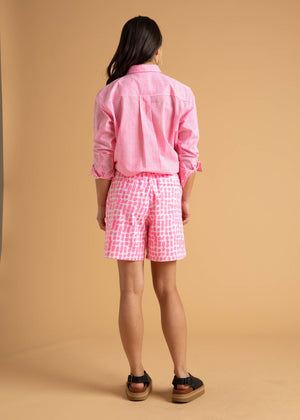 Good Boyfriend Shirt - Menswear Stripe Neon Pink
