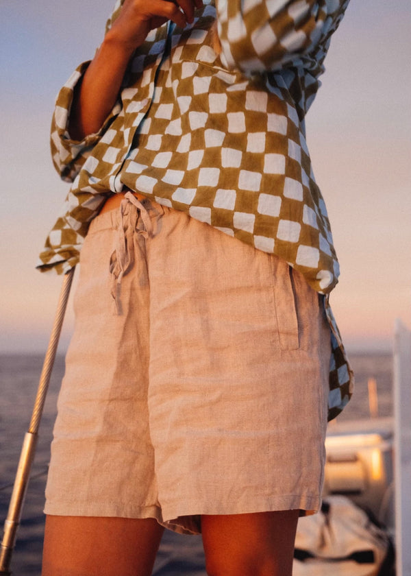 Shore Shorts - Linen Natural Tan