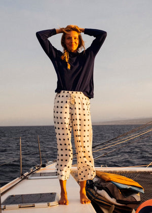 Shore Pant - Ikat Squares Natural Black