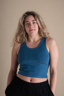 Yoga Crop Tank in Azure