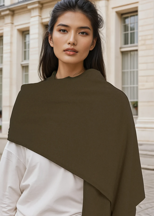 Bedford Recycled Cashmere Wrap Scarf - Cocoa