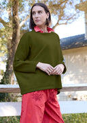 Nantucket Boxy Recycled Cashmere Sweater - Olive Oil