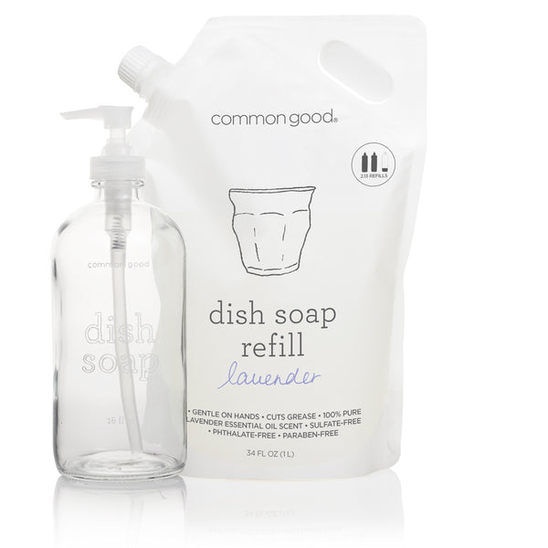 Dish Soap Refill Pouch and Glass Bottle Set