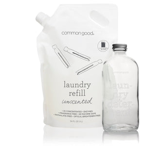 Laundry Detergent Refill Pouch and Glass Bottle Set
