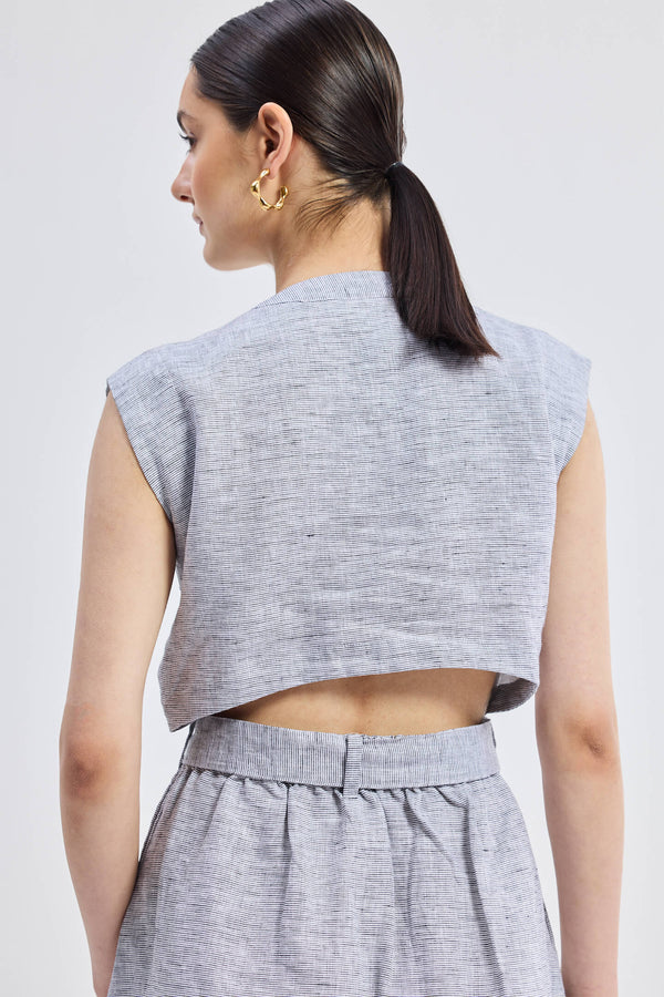 Back Cut Out Linen Dress