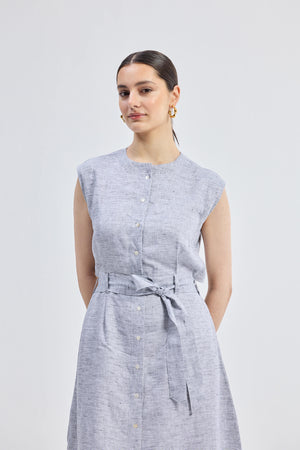 Back Cut Out Linen Dress