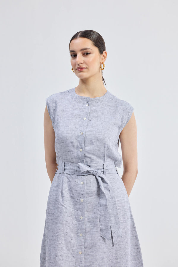 Back Cut Out Linen Dress