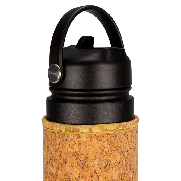 Black Cork Sleeve Bottle with Flip Straw Lid | 25oz