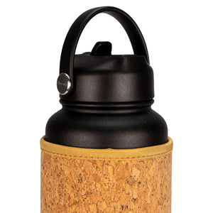 Black Cork Sleeve Bottle with Flip Straw Lid | 32oz