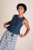 Katherine Vest (Updated) in Cone Denim