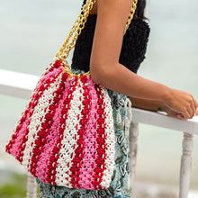 COLETTE Macrame Beach Bag In Pink & Red