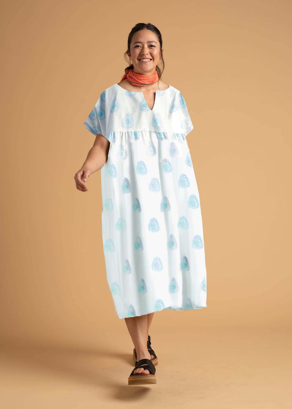 Meadow Dress - Totem Paisley in Cerulean & Seaglass