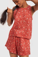 Crimson Affair Pajama Shorts Set