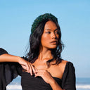 CROWN Glass Crystal Beads Headband In Emerald Green