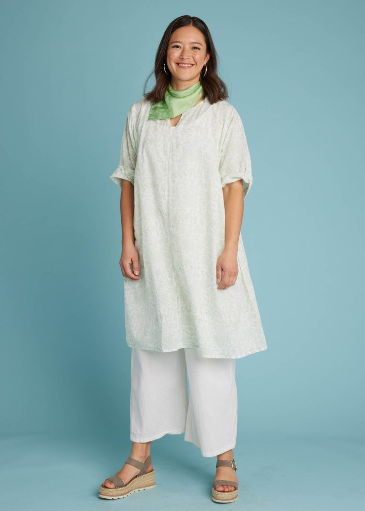 Sunshine Coast Caftan - Floral Toile Grass Green