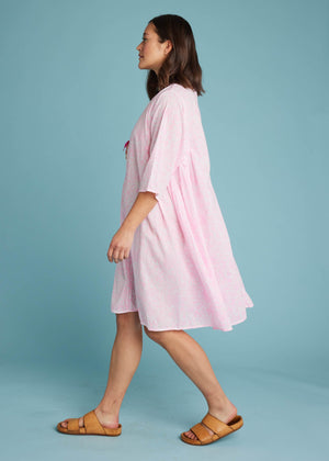 Sunshine Coast Caftan - Floral Toile Neon Pink