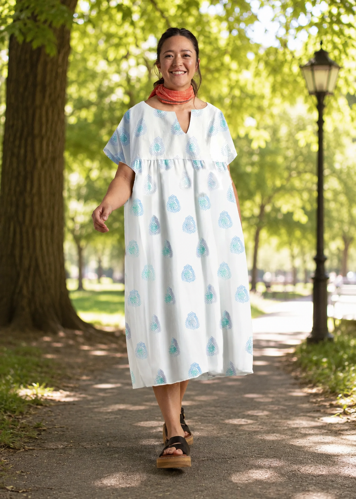 Meadow Dress - Totem Paisley in Cerulean & Seaglass