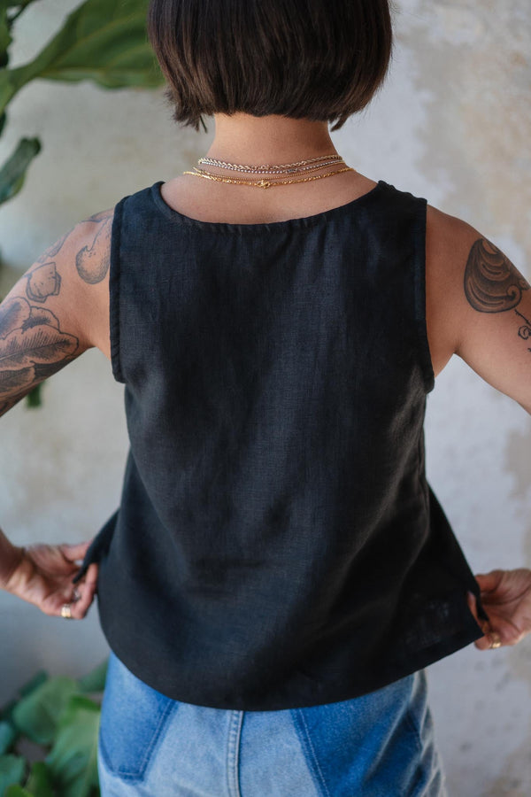 Classic Tank (Updated) in Black Linen