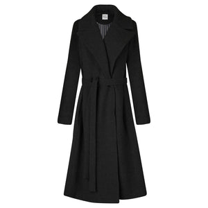The Dearborn Long Wool Trench Coat - Black