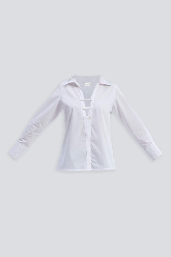 Crisp Details Button-down Shirt in White