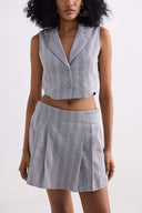 Cropped Cotton Tweed Vest in Grey
