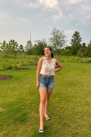 Cropped Vest Top in Ecru