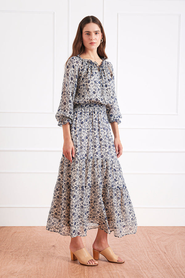 Esme Dress in Sapphire Vines