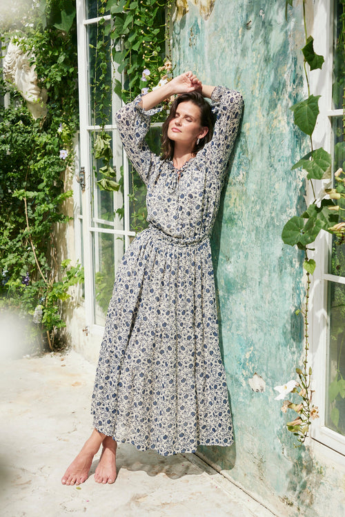 Esme Dress in Sapphire Vines