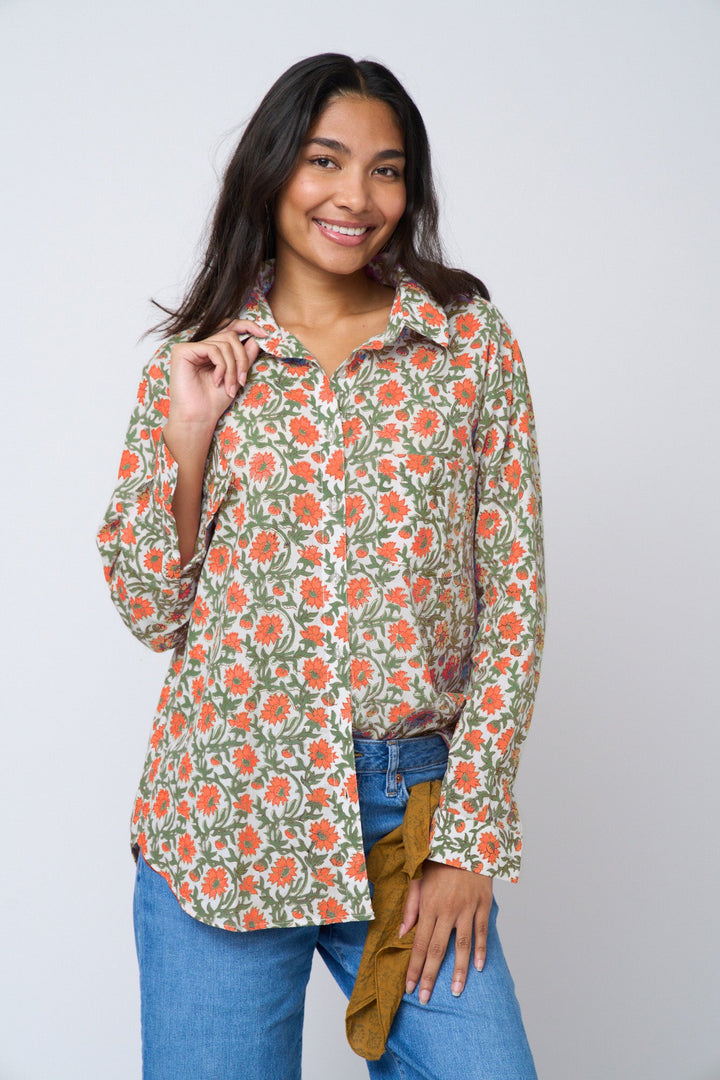 Good Boyfriend Shirt - Darlington Floral Papaya