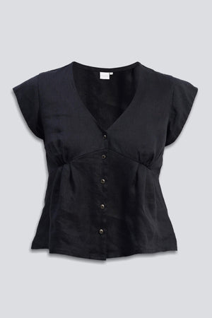 Deep V-neck short top in Black