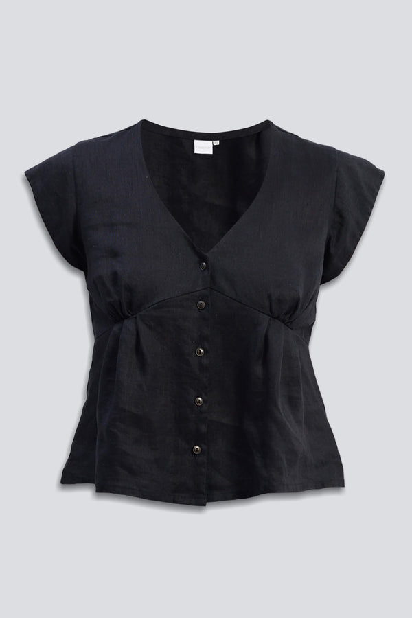 Deep V-neck short top in Black