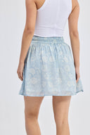 Drawstring Short Skirt in Blue Florals