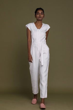 Evening Chai Jumpsuit in White