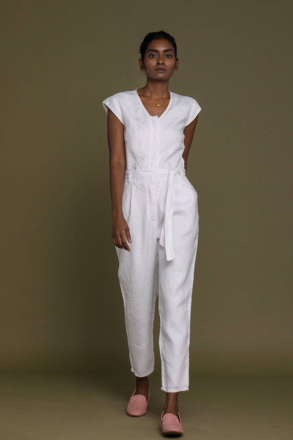 Evening Chai Jumpsuit in White