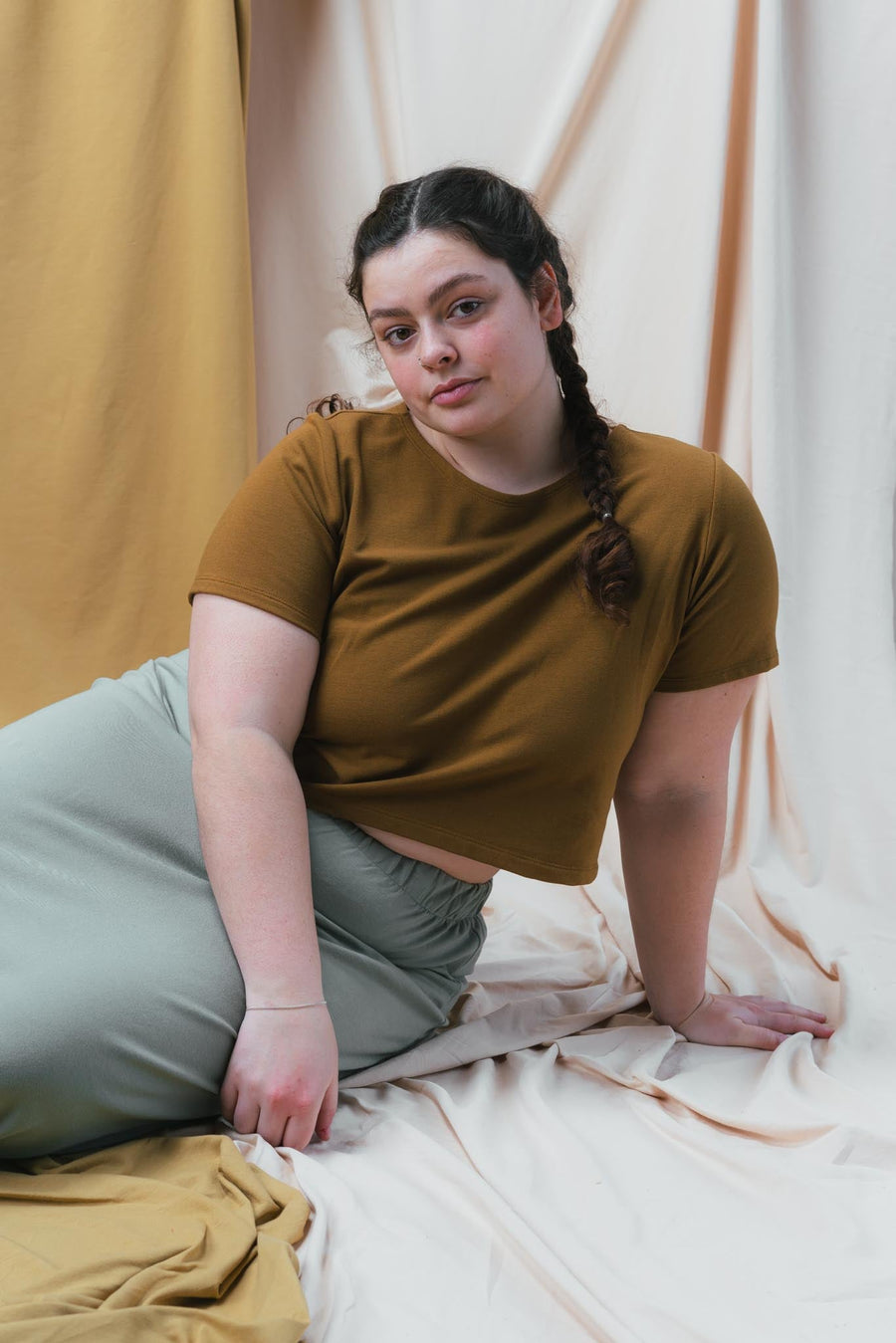 Eden Crop Tee in Almond