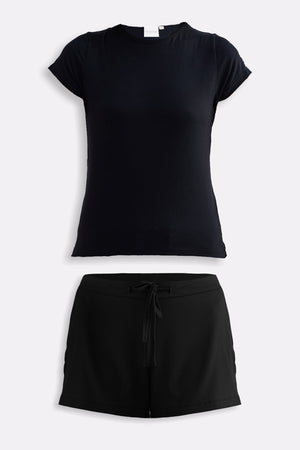 Essential Short Sleeve Tee Set in Black