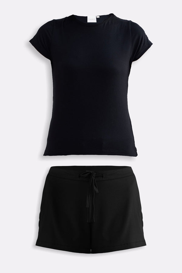 Essential Short Sleeve Tee Set in Black