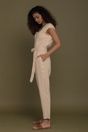 Evening Chai Jumpsuit in Neutral Beige