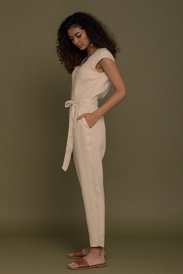 Evening Chai Jumpsuit in Neutral Beige