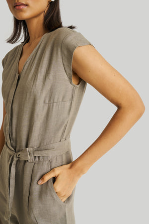 Evening Chai Jumpsuit in Dark Green