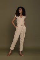 Evening Chai Jumpsuit in Neutral Beige