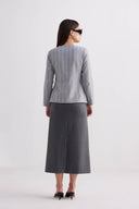 Fitted Cotton Tweed Jacket in Grey