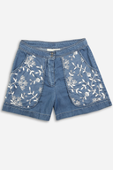 Flowery Days Shorts in Blue Denim