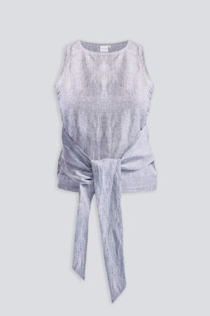 Front-tie Top in Linen Stripes