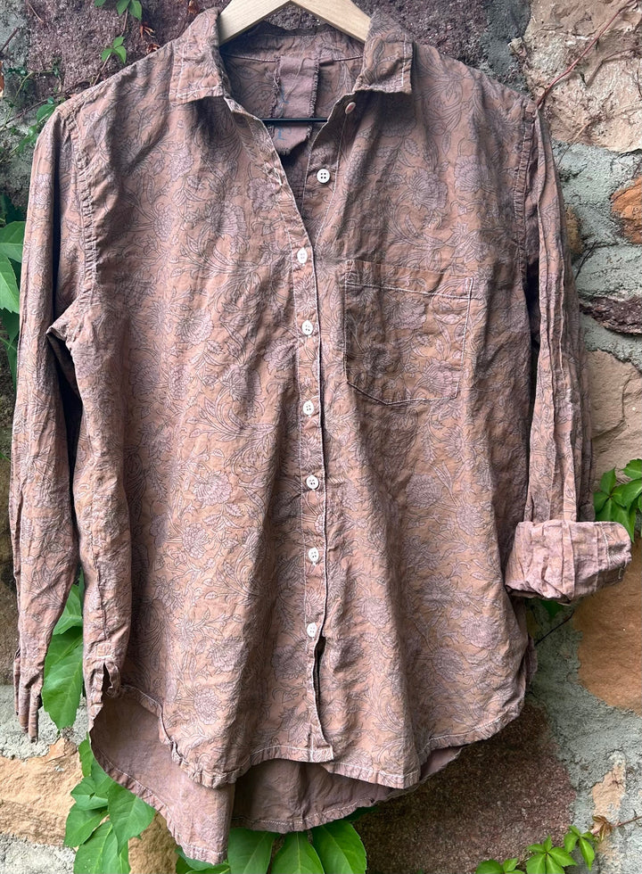 Good Boyfriend Shirt - Floral Escape Milk Chocolate Overdye