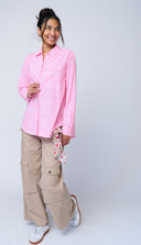 Good Boyfriend Shirt - Menswear Stripe Neon Pink