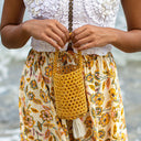 GOLDA Metallic Beads Bucket Bag In Gold