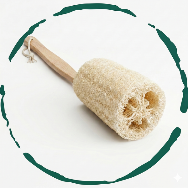 Natural Loofah Bath Brush w/Long Handle.