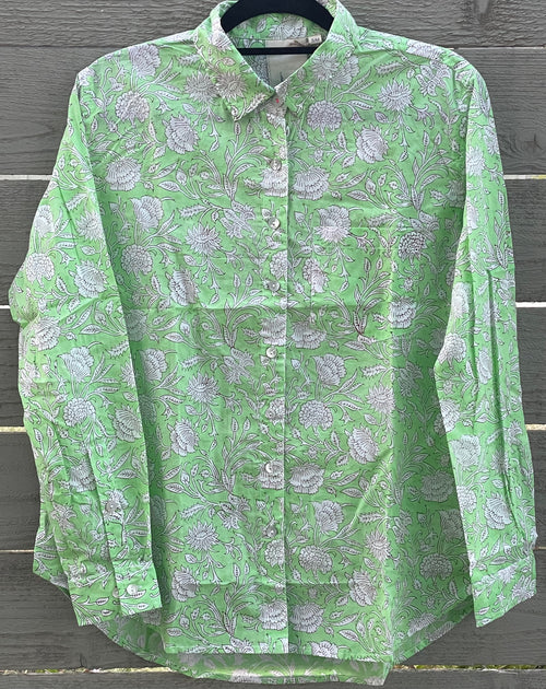 Good Boyfriend Shirt Floral Escape Honeydew/Pinecone