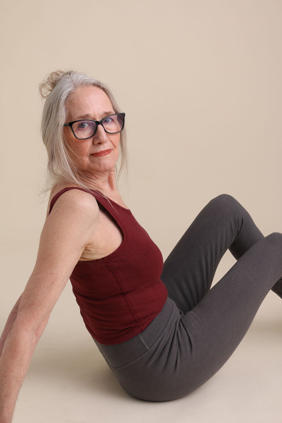 Yoga Crop Tank in Cranberry